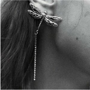 New! Zara Silver Dragonfly Drop Earrings (3009) NWOT